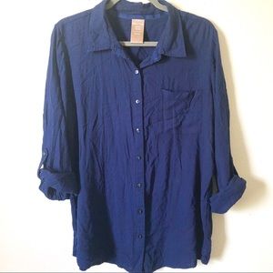 White Stag Navy Button Down Soft Top